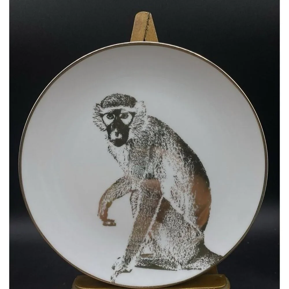 Z Gallerie Safari 7.5” Plate Porcelain Golden Monkey Vintage